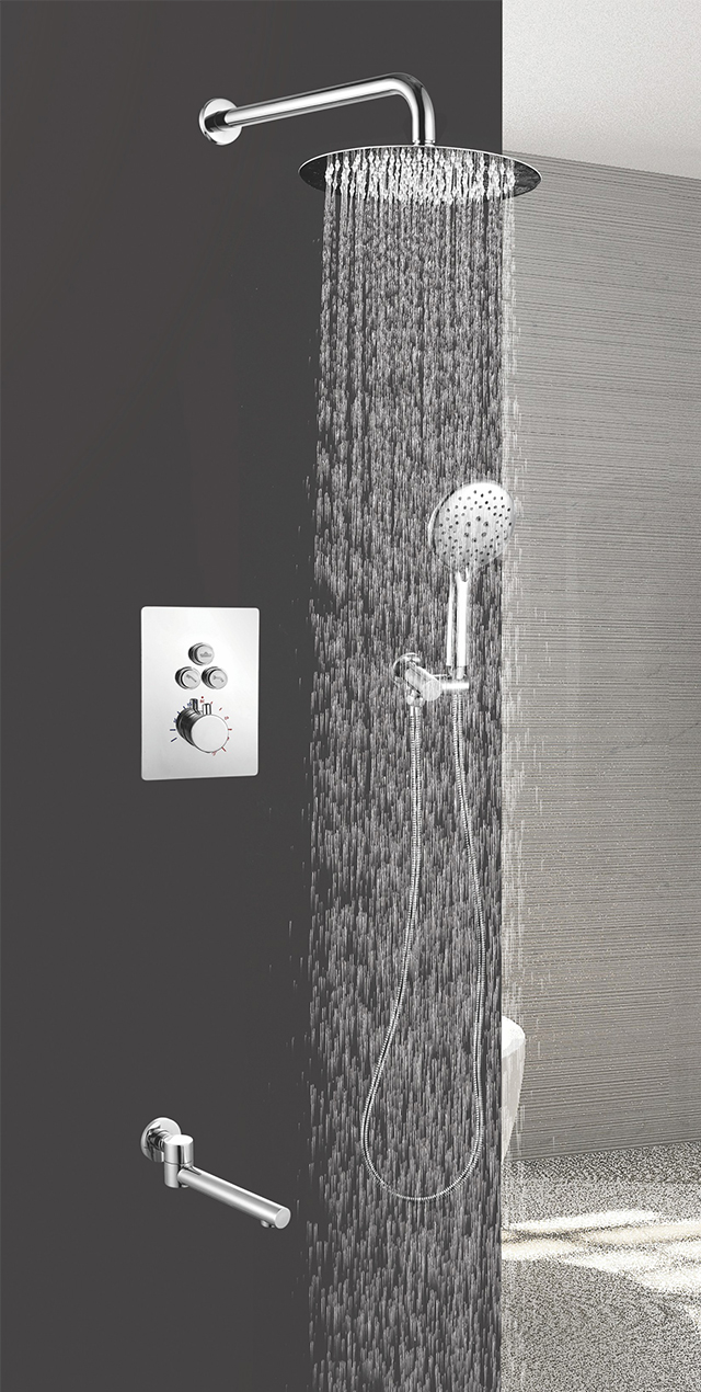 Three function constant temperature button shower set