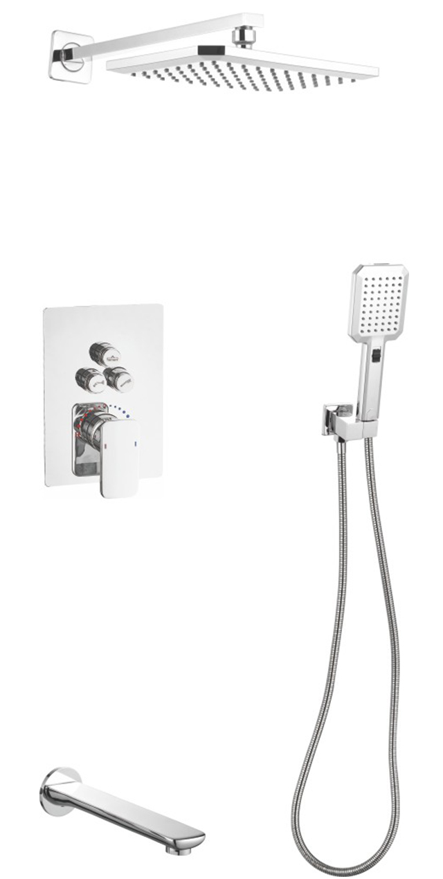 Three function constant temperature button shower set