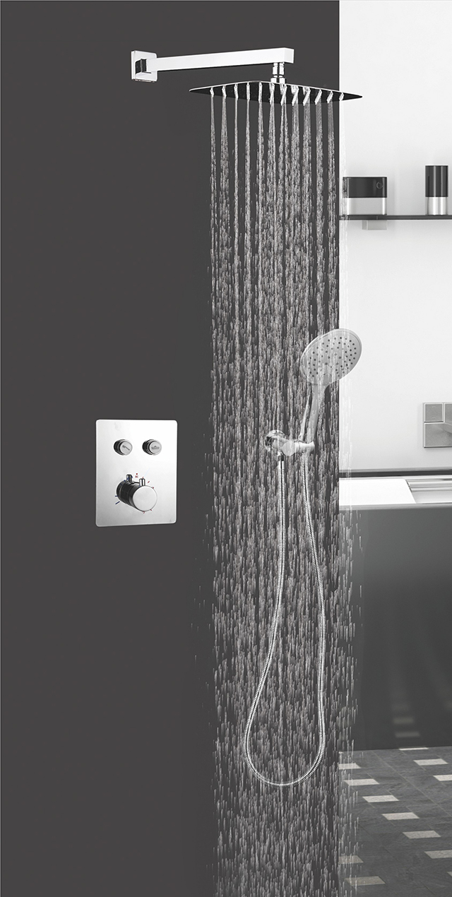 Two function constant temperature button shower set