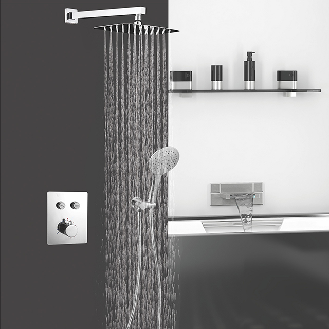 Two function constant temperature button shower set