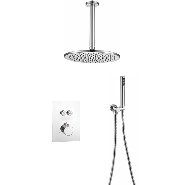 Two function constant temperature button shower set