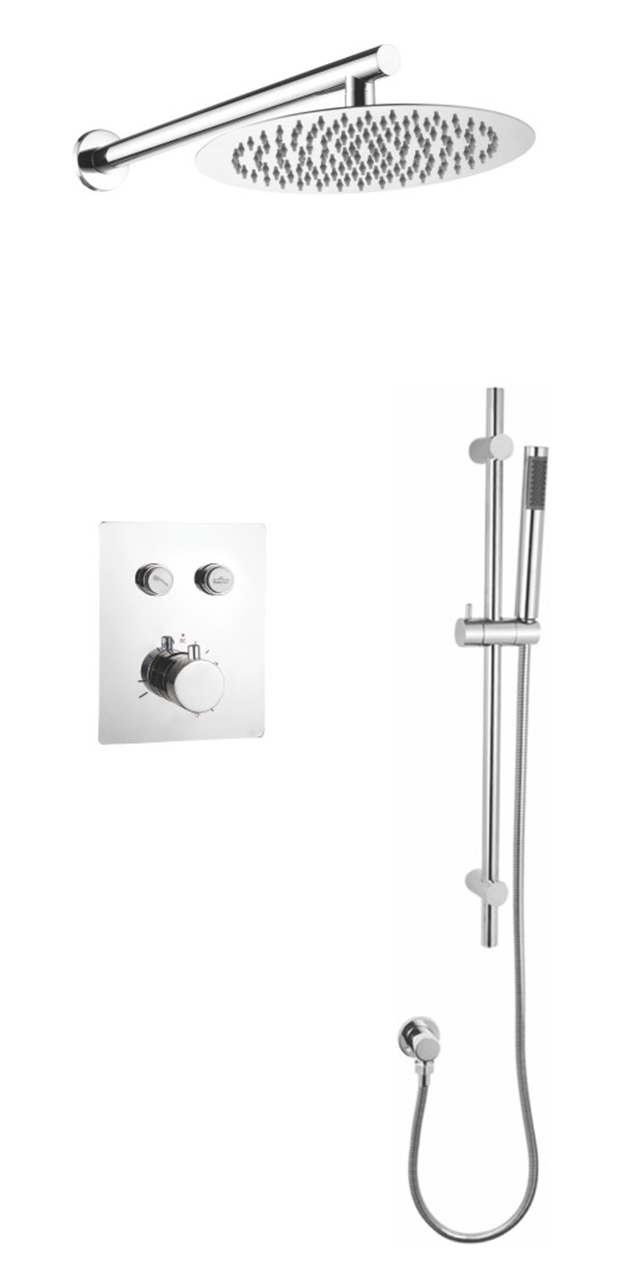 Two function constant temperature button shower set