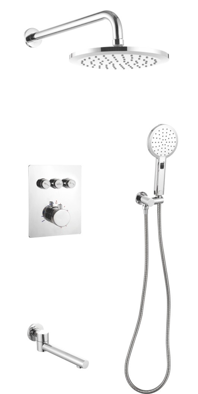 Three function constant temperature button shower set