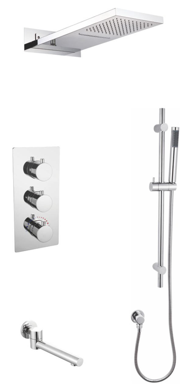 Three function constant temperature button shower set