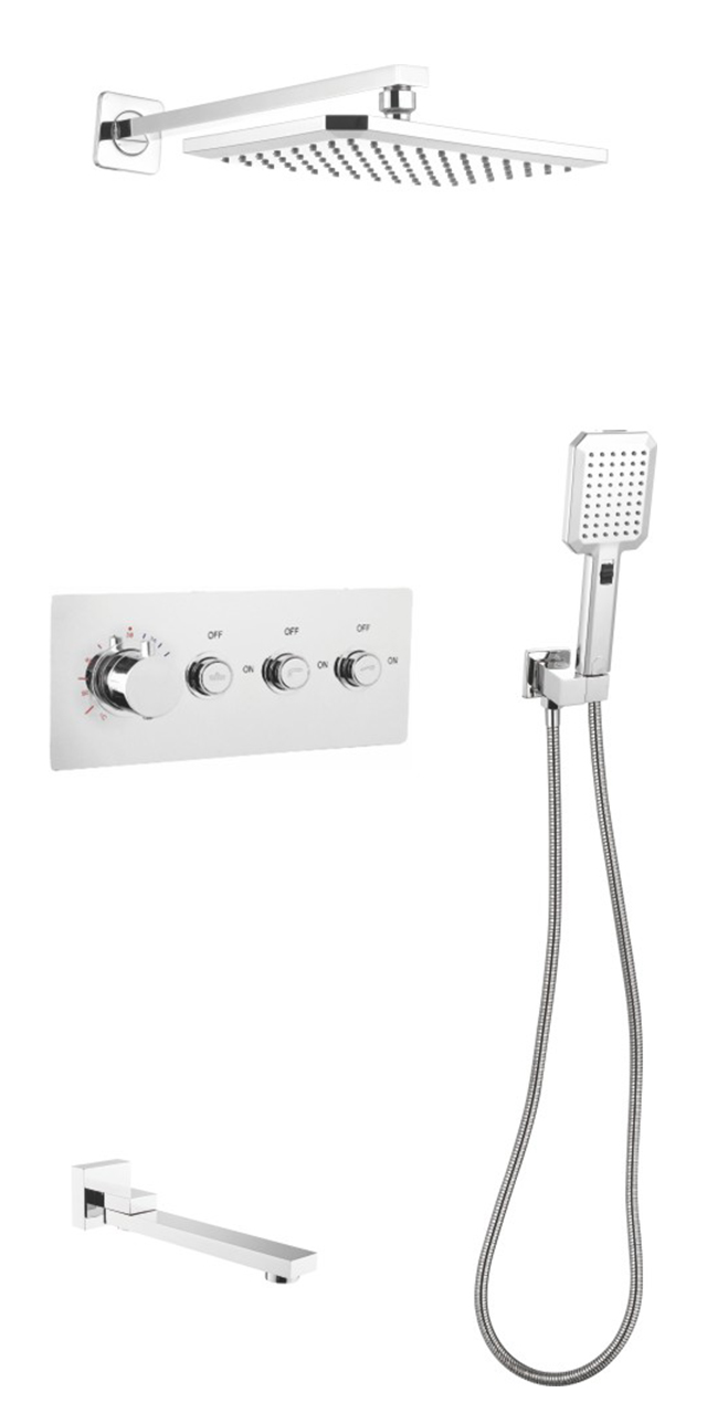 Three function constant temperature button shower set