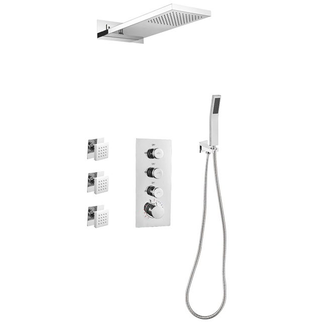 Three function constant temperature button shower set