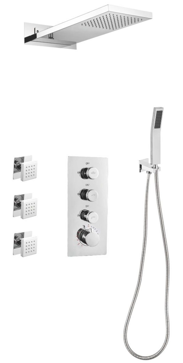 Three function constant temperature button shower set